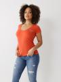 T Shirts True Religion Buddha Logo V Femme Bleu Orange | EQD-73490683