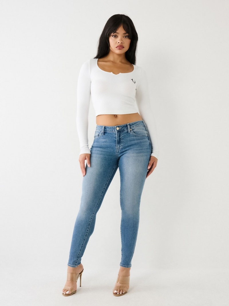 Curvy Skinny Jeans True Religion Jennie Mid Rise Femme Bleu Marine | GPB-08419309