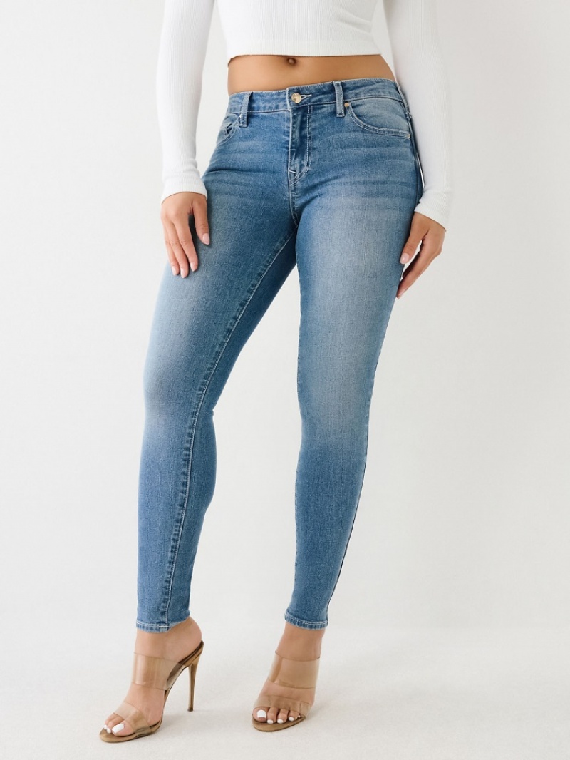 Curvy Skinny Jeans True Religion Jennie Mid Rise Femme Bleu Marine | GPB-08419309