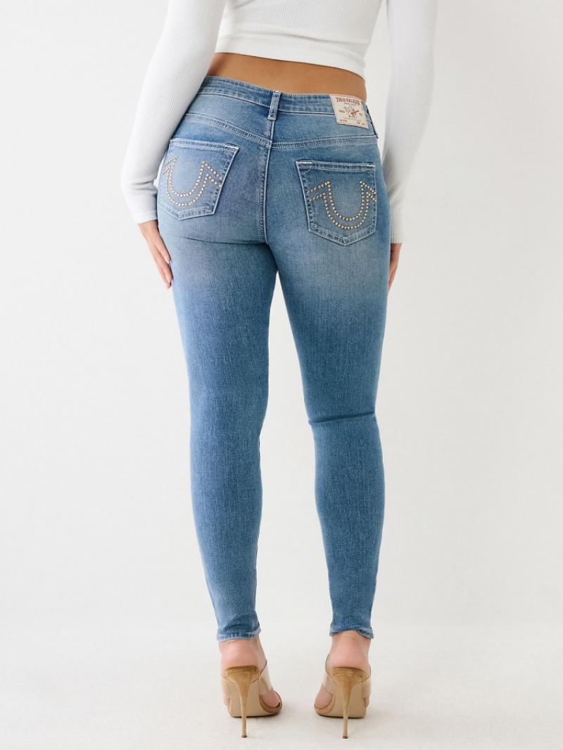 Curvy Skinny Jeans True Religion Jennie Mid Rise Femme Bleu Marine | GPB-08419309