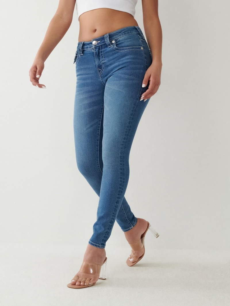 Curvy Skinny Jeans True Religion Jennie Mid Rise Femme Bleu | WCY-55700051