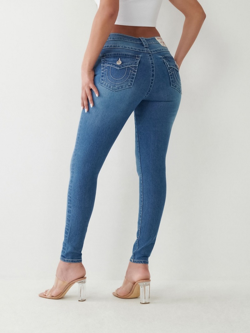 Curvy Skinny Jeans True Religion Jennie Mid Rise Femme Bleu | WCY-55700051