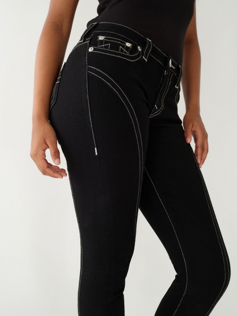 Curvy Skinny Jeans True Religion Jennie Mid Rise Femme Noir | BUO-00697405