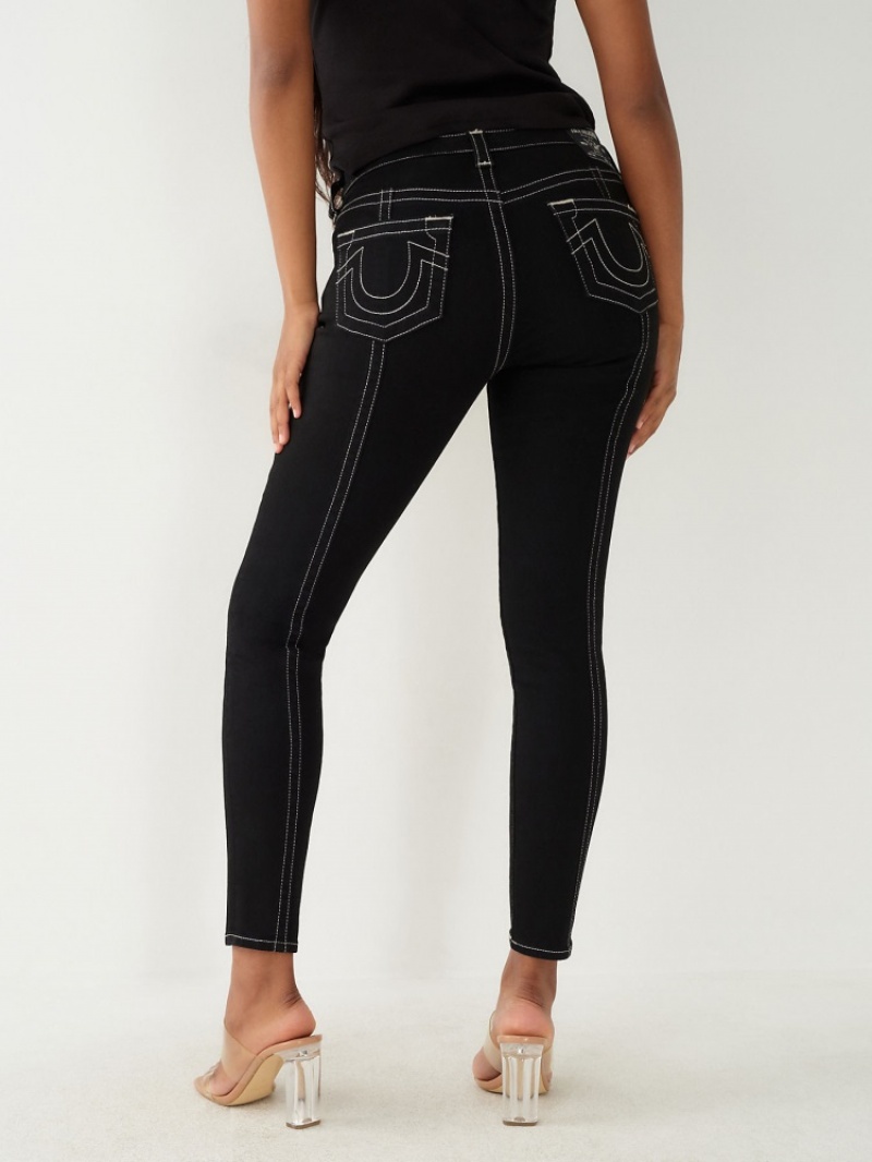 Curvy Skinny Jeans True Religion Jennie Mid Rise Femme Noir | BUO-00697405