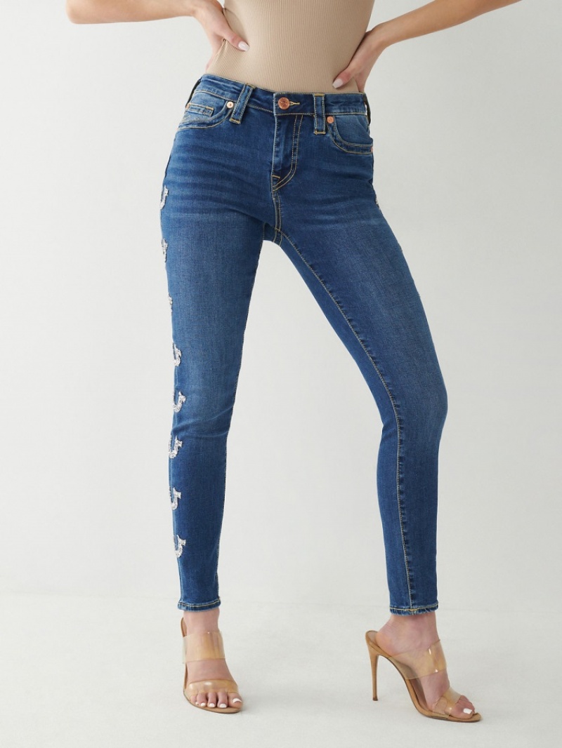 Curvy Skinny Jeans True Religion Jennie Mid Rise Femme Bleu Marine | YEL-54916265