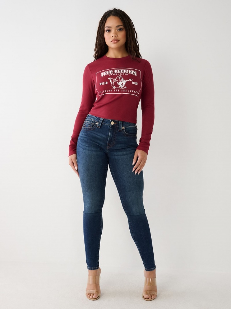 Curvy Skinny Jeans True Religion Jennie Mid Rise Femme Bleu | IAI-17603822