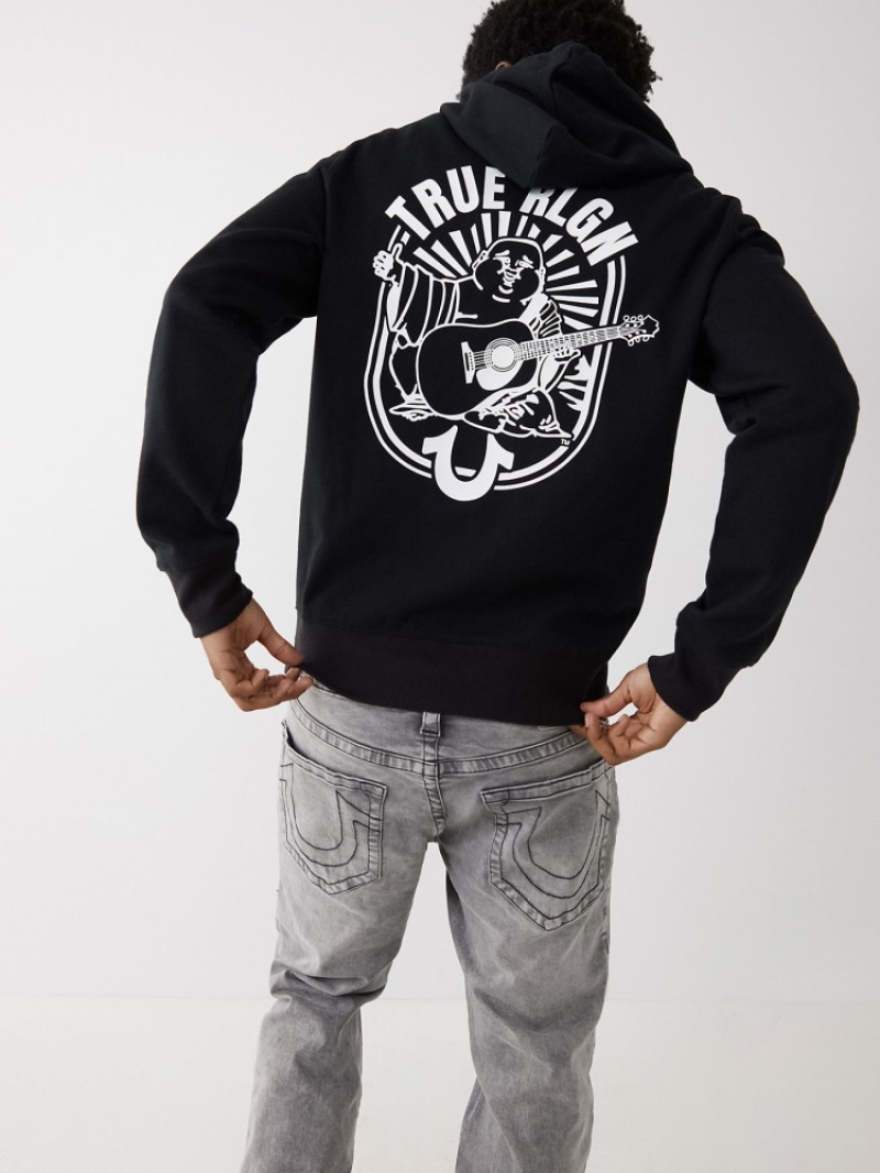 Sweat a Capuche True Religion Buddha Zip Homme Noir | HTH-53704339