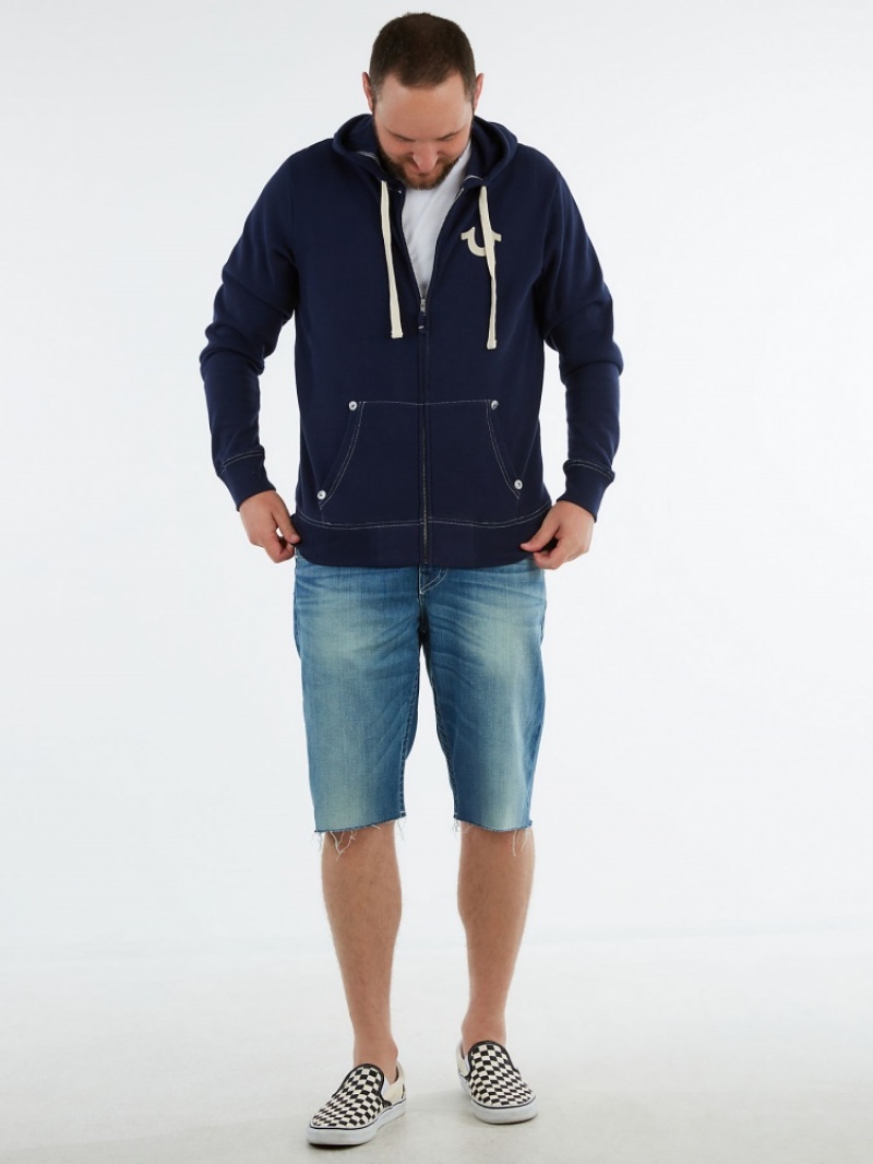 Sweat a Capuche True Religion Buddha Zip Homme Bleu Marine | AYD-59138773