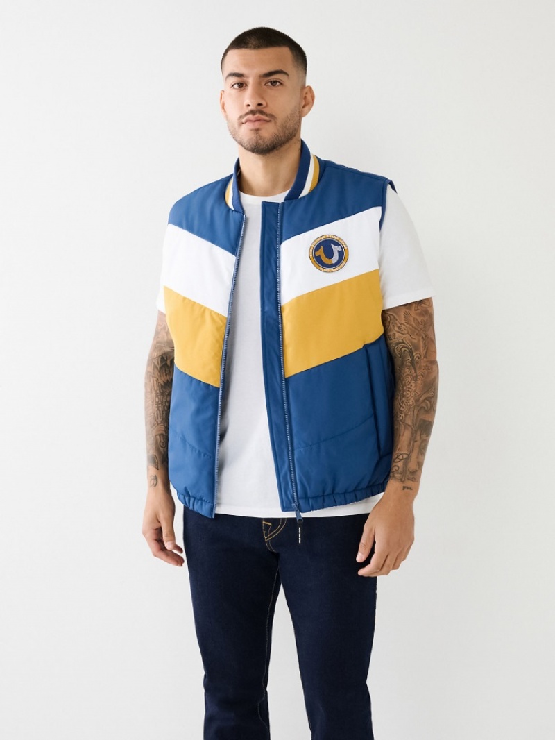 Gilet Puffer True Religion Hs Logo Chevron Homme Bleu Marine | RPM-59356387