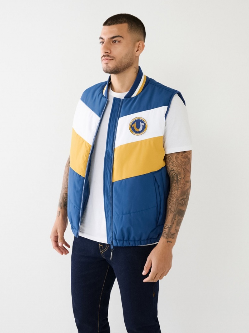 Gilet Puffer True Religion Hs Logo Chevron Homme Bleu Marine | RPM-59356387