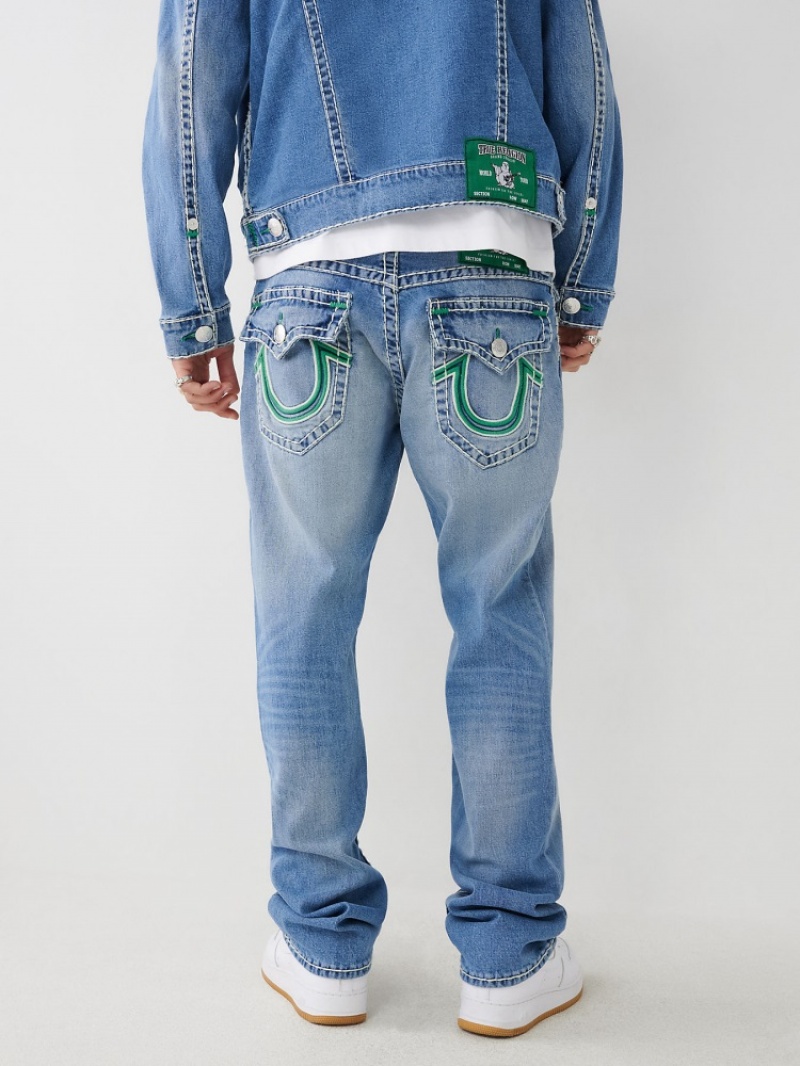 Straight Leg Jeans True Religion Ricky Double Raised Hs Super T Homme Blanche Bleu Marine | ONZ-94060193