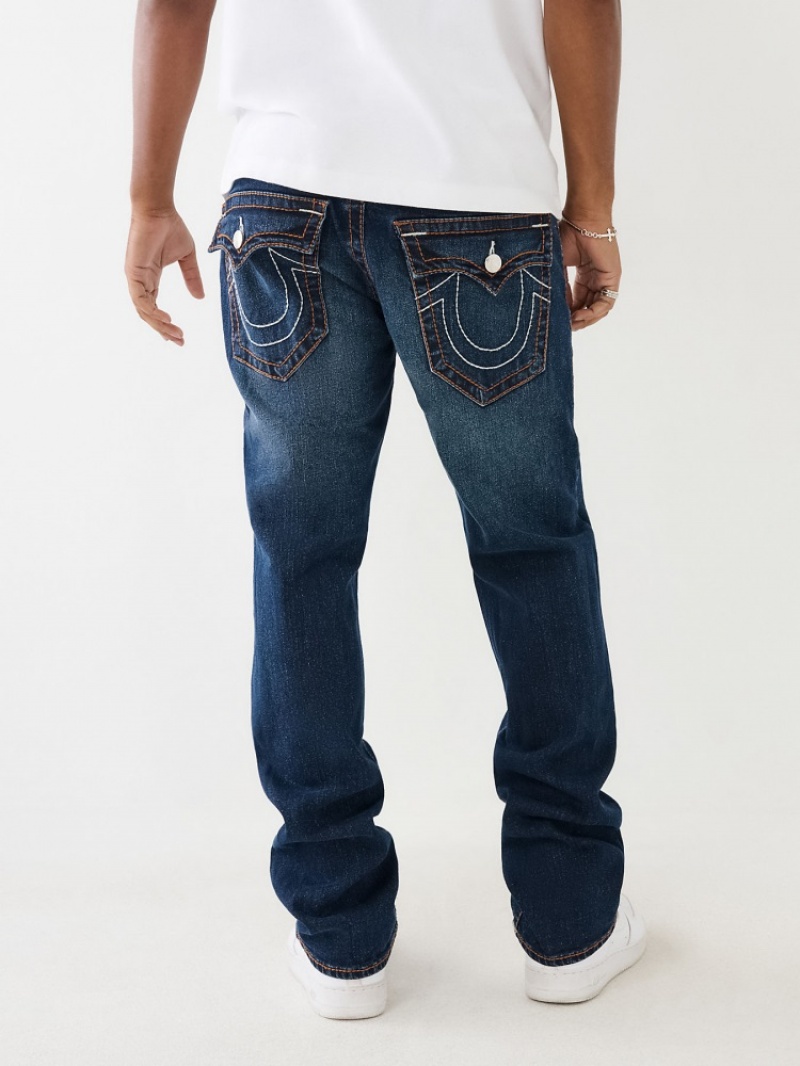 Straight Leg Jeans True Religion Ricky Big T Stitch Homme Bleu | FZX-34855526