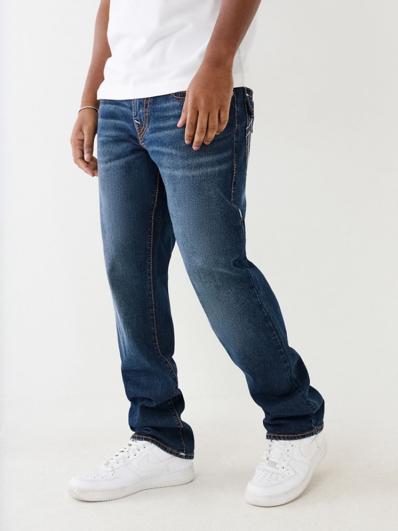 Straight Leg Jeans True Religion Ricky Big T Stitch Homme Bleu | FZX-34855526