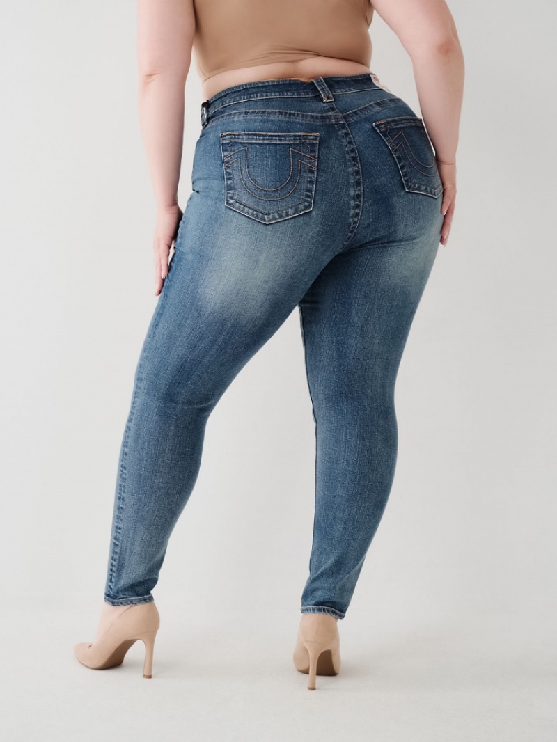 Curvy Skinny Jeans True Religion Jennie Mid Rise Femme Bleu Orange | JZZ-02976286