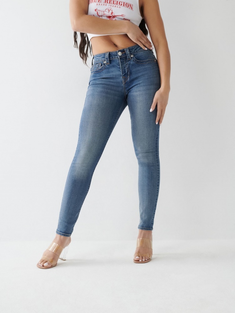 Curvy Skinny Jeans True Religion Jennie Mid Rise Femme Bleu Orange | JZZ-02976286