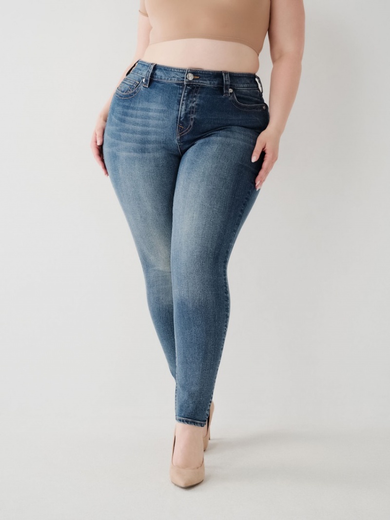 Curvy Skinny Jeans True Religion Jennie Mid Rise Femme Bleu Orange | JZZ-02976286