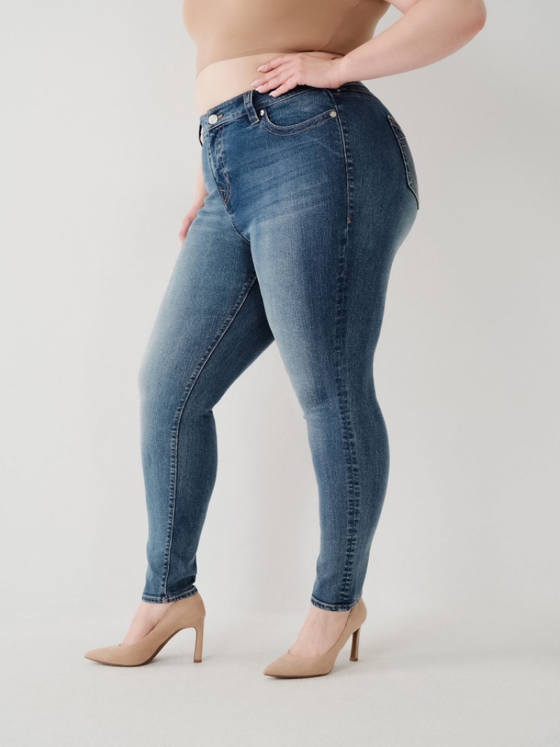 Curvy Skinny Jeans True Religion Jennie Mid Rise Femme Bleu Orange | JZZ-02976286