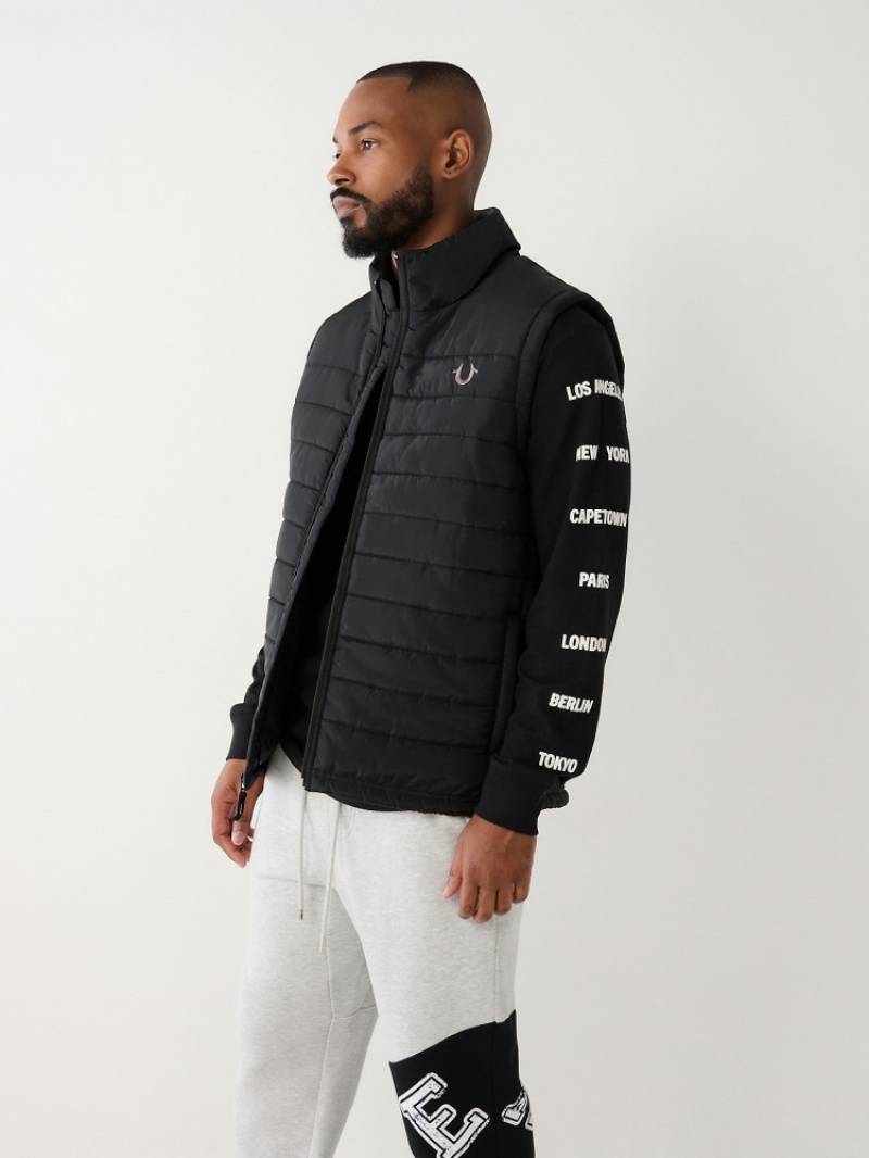 Gilet Puffer True Religion Horseshoe Homme Blanche Noir | ZAO-22376080