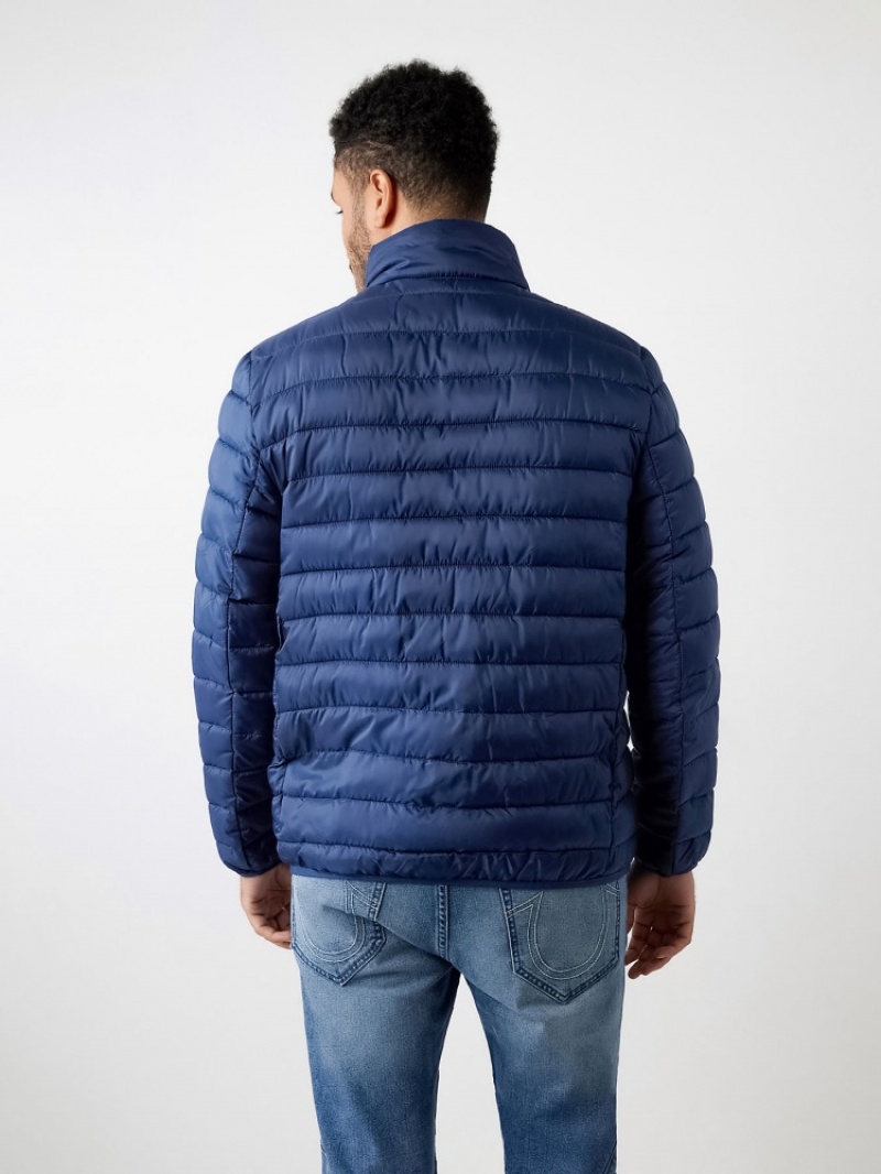 Veste Puffer True Religion Horseshoe Logo Homme Bleu Orange | XXX-81657956