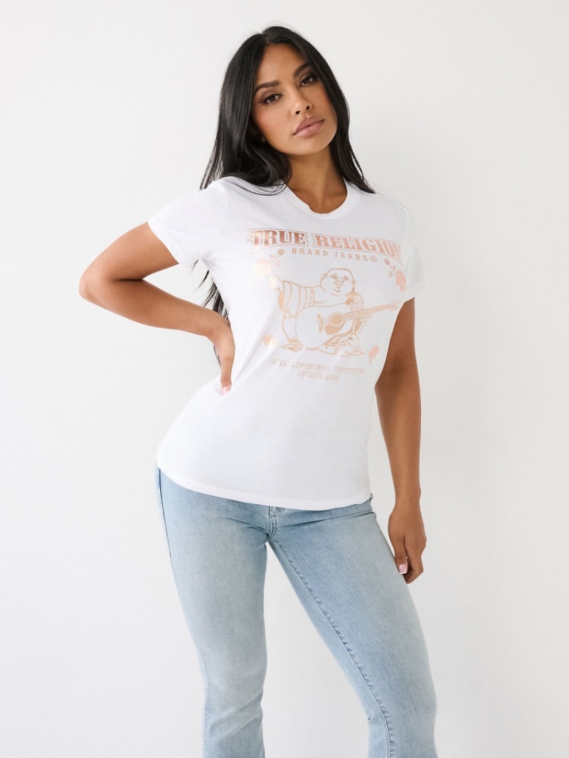 T Shirts True Religion Buddha Logo Femme Noir | IAQ-93227054