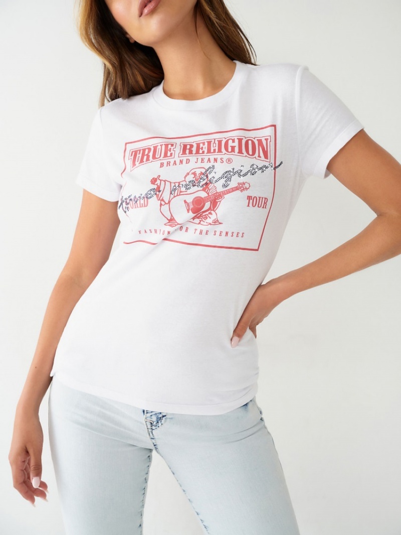 T Shirts True Religion Buddha Logo Femme Bleu | RXP-06450664