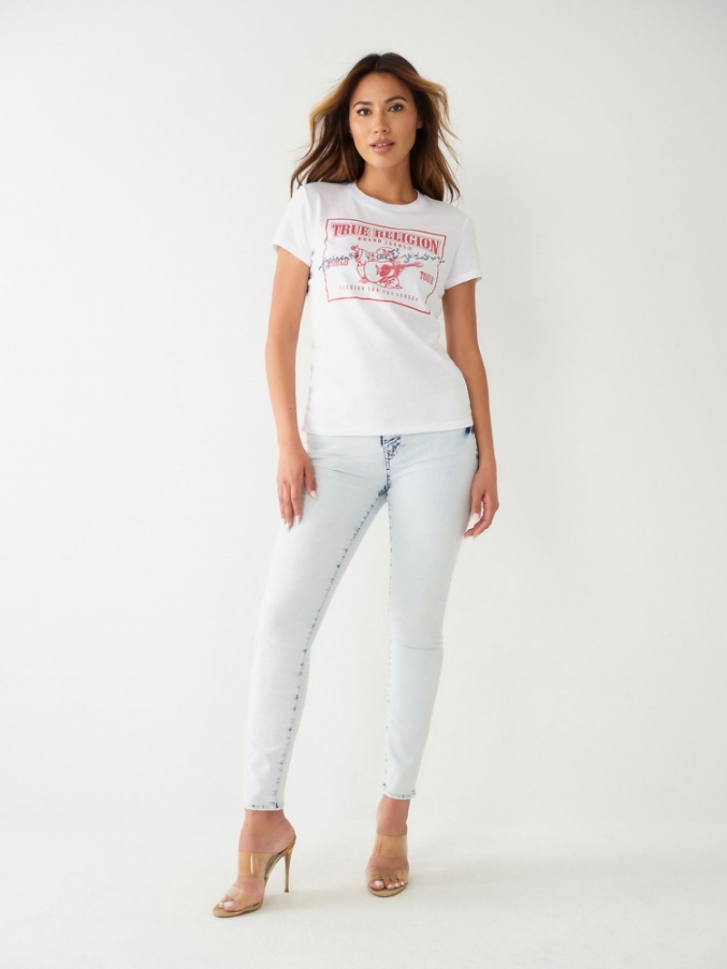 T Shirts True Religion Buddha Logo Femme Bleu | RXP-06450664