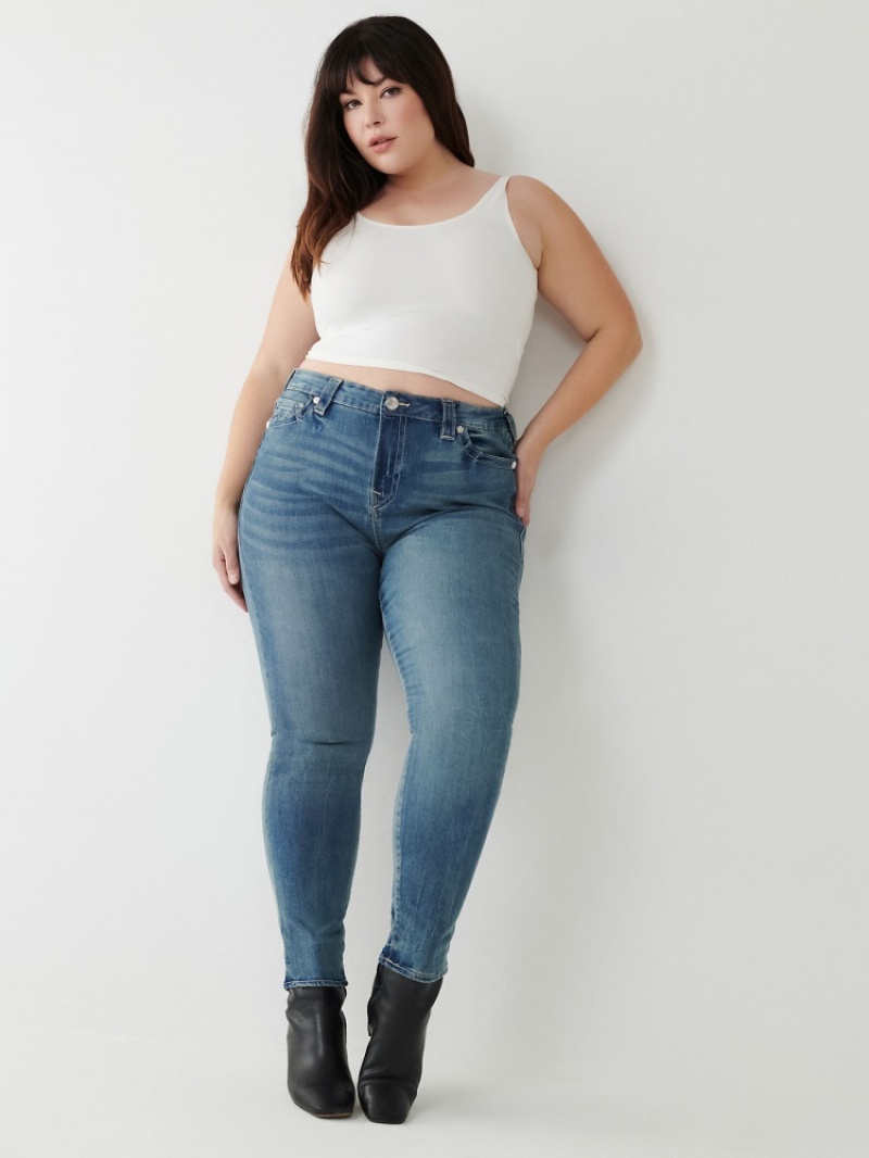 Curvy Skinny Jeans True Religion Jennie Mid Rise Femme Bleu | MZD-21469946