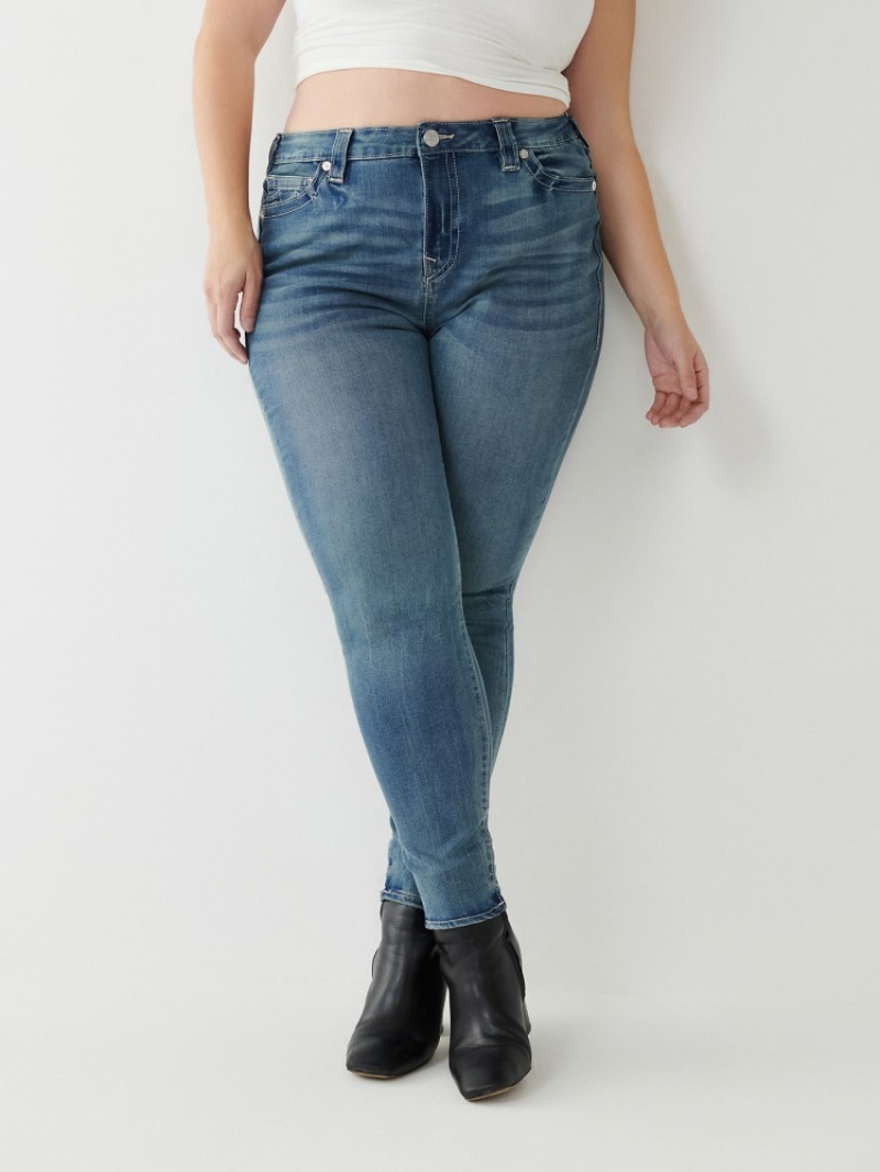 Curvy Skinny Jeans True Religion Jennie Mid Rise Femme Bleu | MZD-21469946