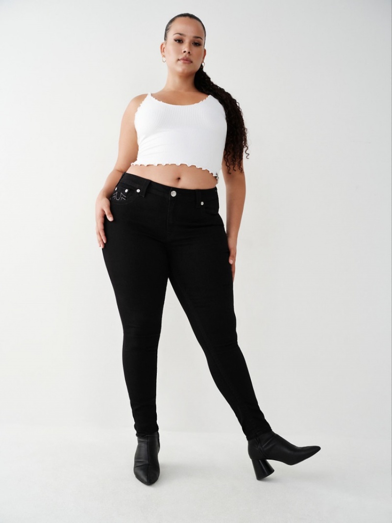 Curvy Skinny Jeans True Religion Jennie Mid Rise Femme Noir | LDM-11926766