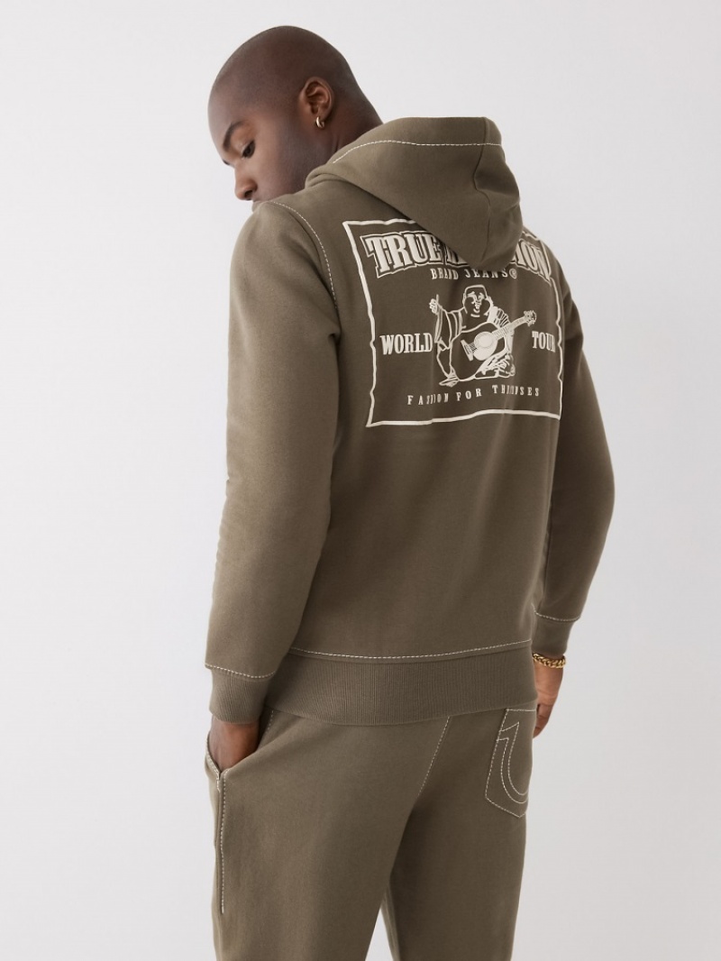 Sweat a Capuche True Religion Big T Zip Homme Beige | FQA-74726254