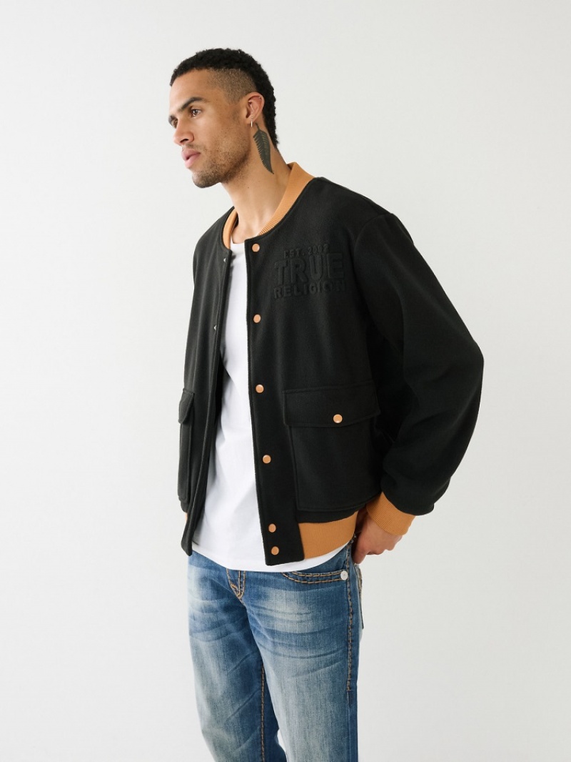 Veste Bomber True Religion Fleece Homme Bleu | EQX-72847880