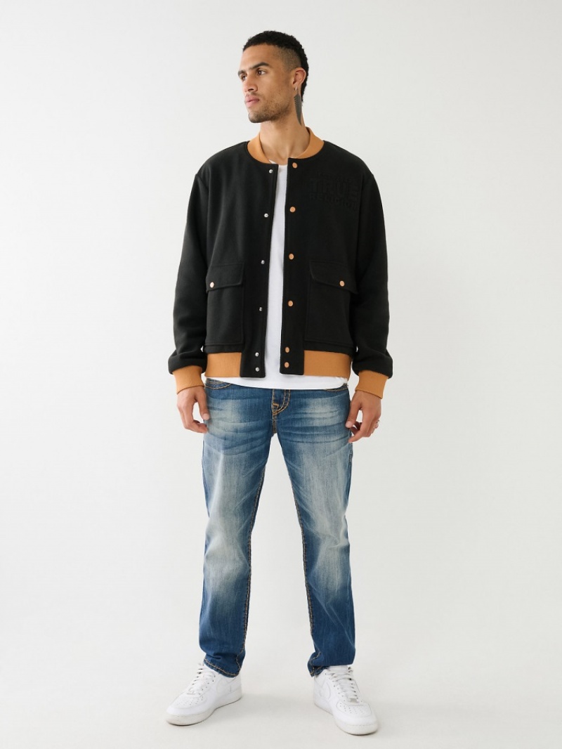 Veste Bomber True Religion Fleece Homme Bleu | EQX-72847880