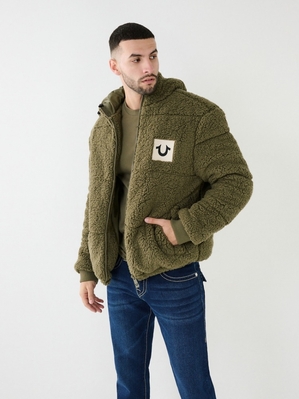 Veste Puffer True Religion Faux Shearling Homme Bleu | YKG-68687206