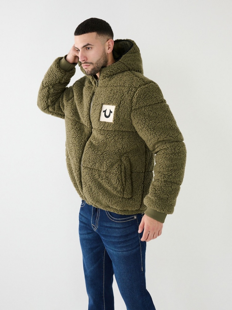 Veste Puffer True Religion Faux Shearling Homme Bleu | YKG-68687206