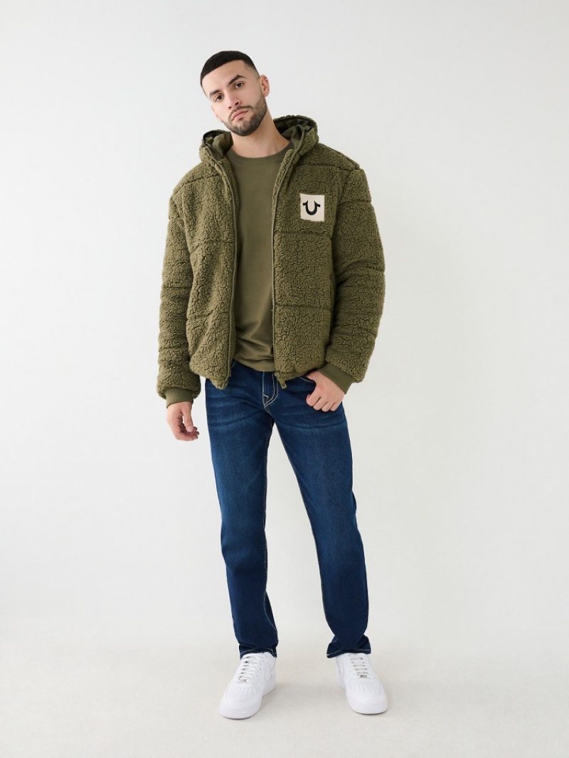 Veste Puffer True Religion Faux Shearling Homme Bleu | YKG-68687206