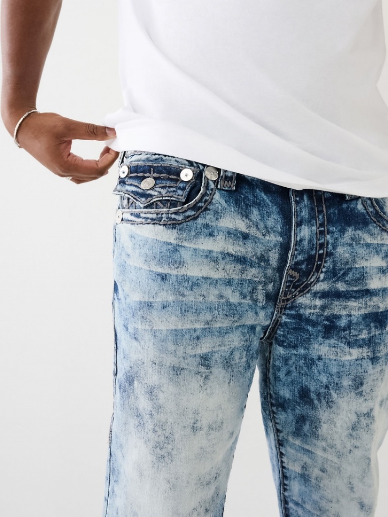 Straight Leg Jeans True Religion Ricky Acid Wash Super T Homme Bleu | JRO-99625488