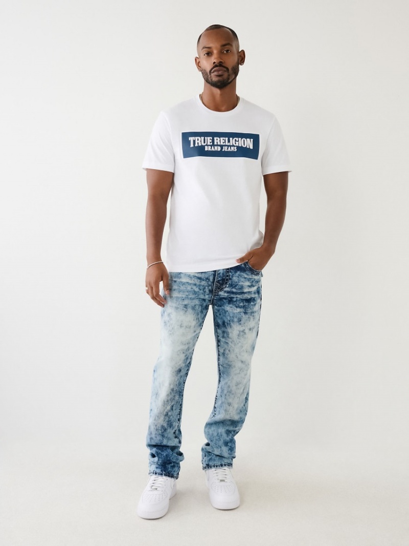 Straight Leg Jeans True Religion Ricky Acid Wash Super T Homme Bleu | JRO-99625488