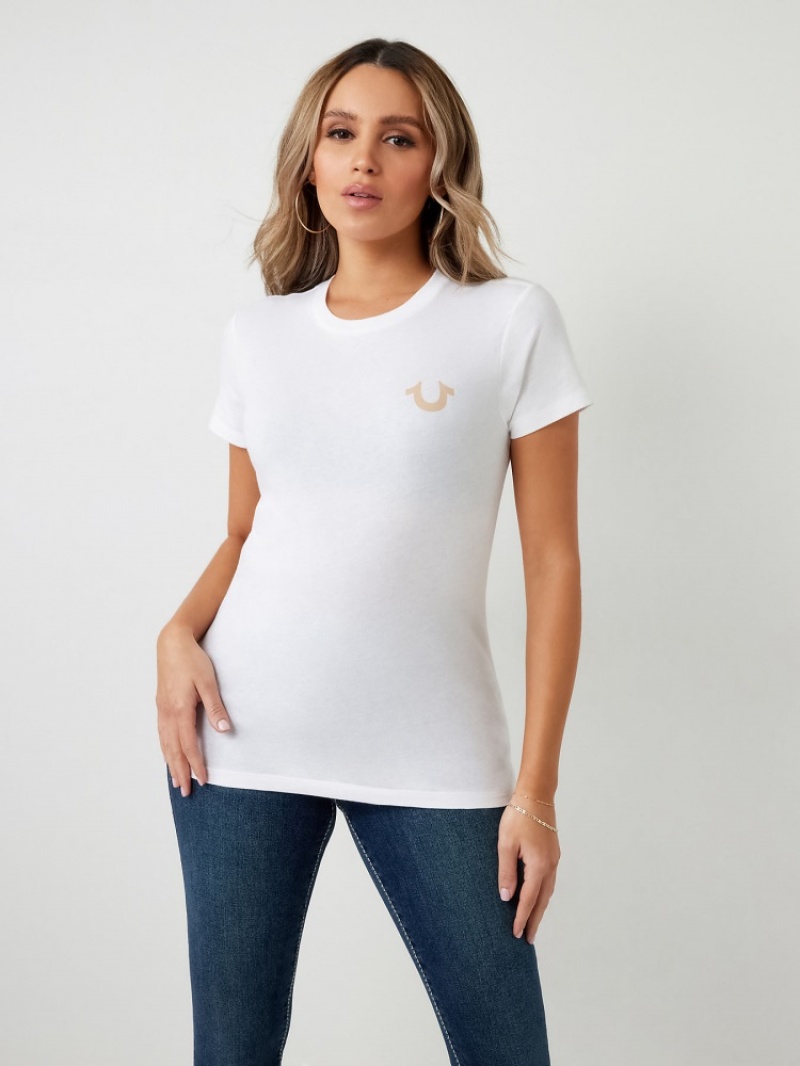 T Shirts True Religion Buddha Graphique Stud Femme Beige | MVZ-87821439