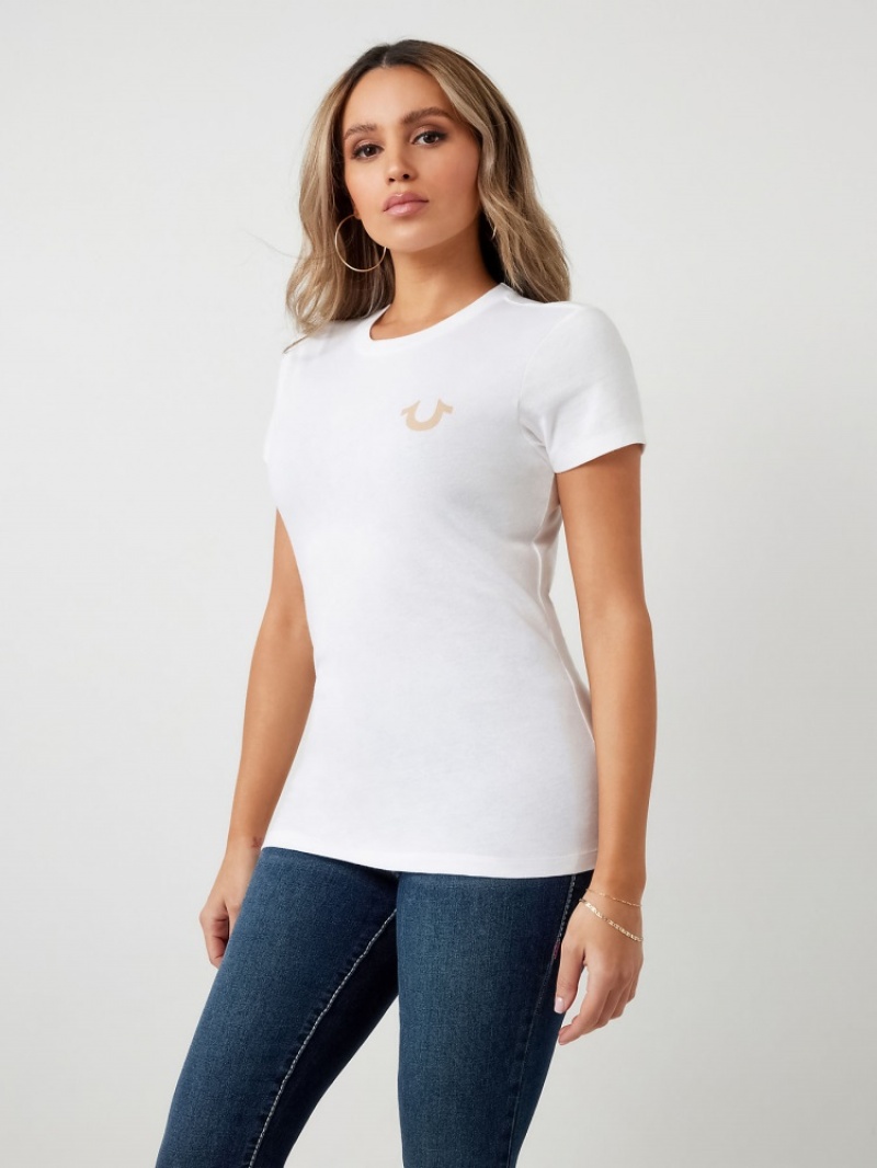 T Shirts True Religion Buddha Graphique Stud Femme Beige | MVZ-87821439