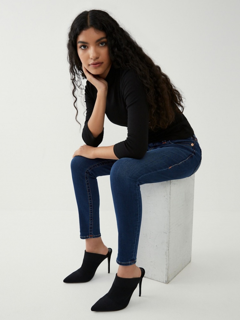 Curvy Skinny Jeans True Religion Jennie Mid Rise 27 Femme Bleu | OUP-17321880