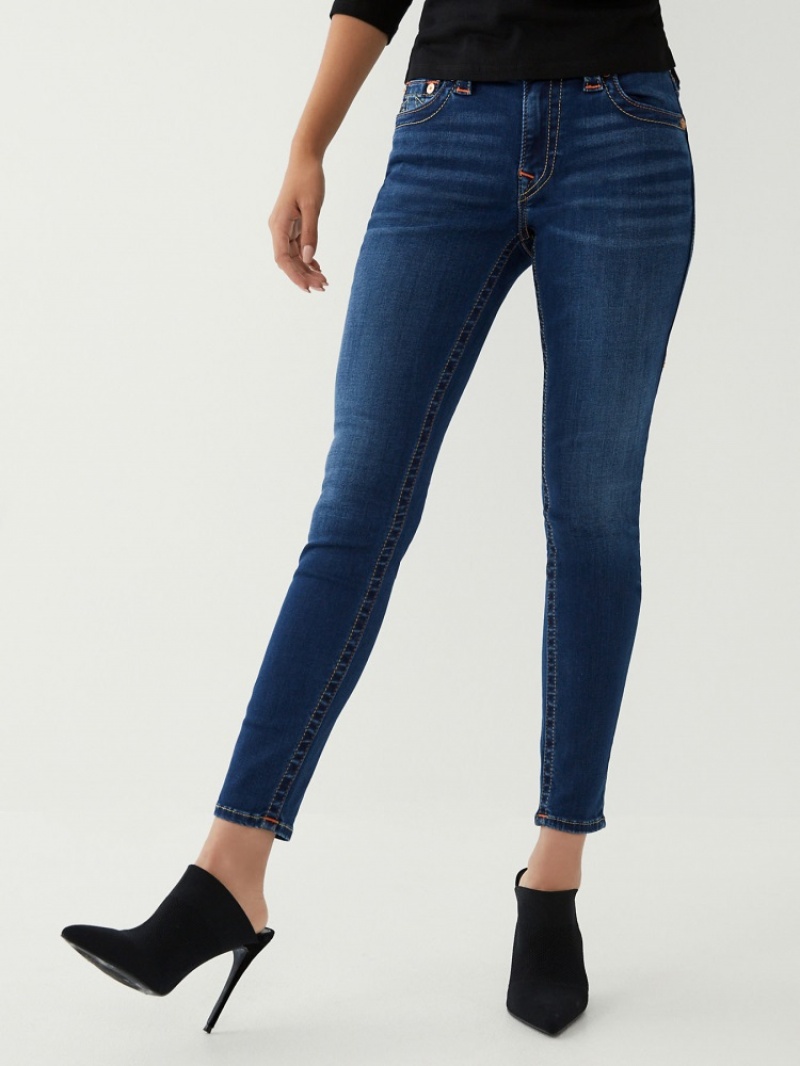 Curvy Skinny Jeans True Religion Jennie Mid Rise 27 Femme Bleu | OUP-17321880