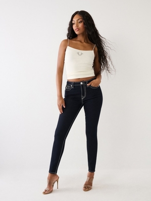 Curvy Skinny Jeans True Religion Jennie Lurex Big T High Rise Femme Bleu | LEW-85047460