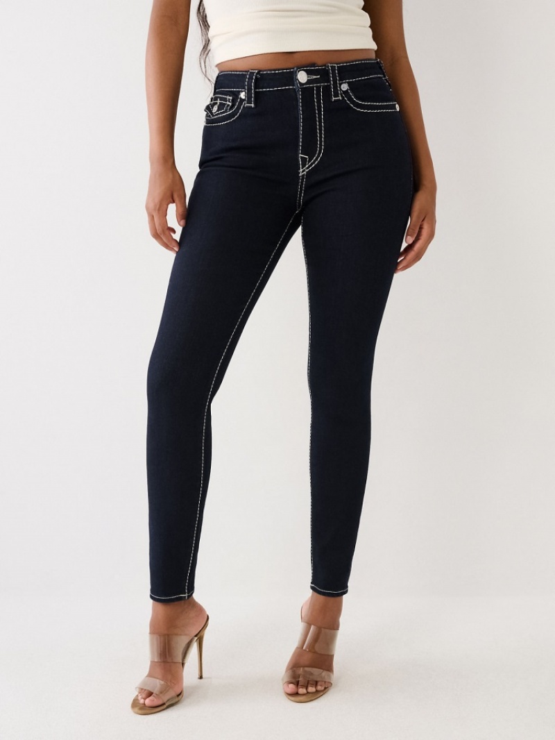 Curvy Skinny Jeans True Religion Jennie Lurex Big T High Rise Femme Bleu | LEW-85047460