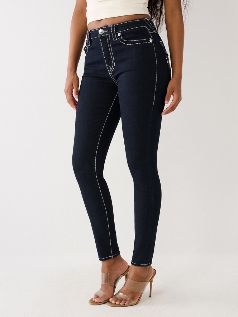 Curvy Skinny Jeans True Religion Jennie Lurex Big T High Rise Femme Bleu | LEW-85047460