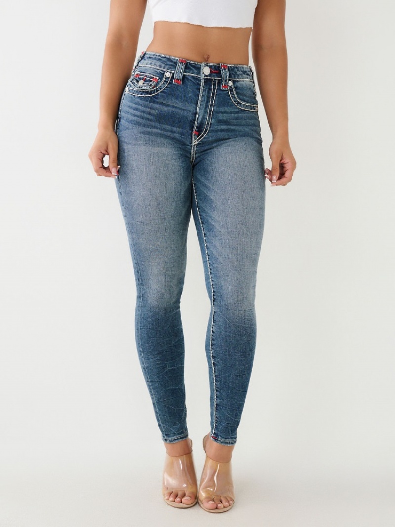 Curvy Skinny Jeans True Religion Jennie Hr Super T Mince Jean Femme Bleu Marine | AME-65993341