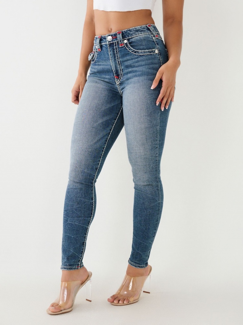 Curvy Skinny Jeans True Religion Jennie Hr Super T Mince Jean Femme Bleu Marine | AME-65993341