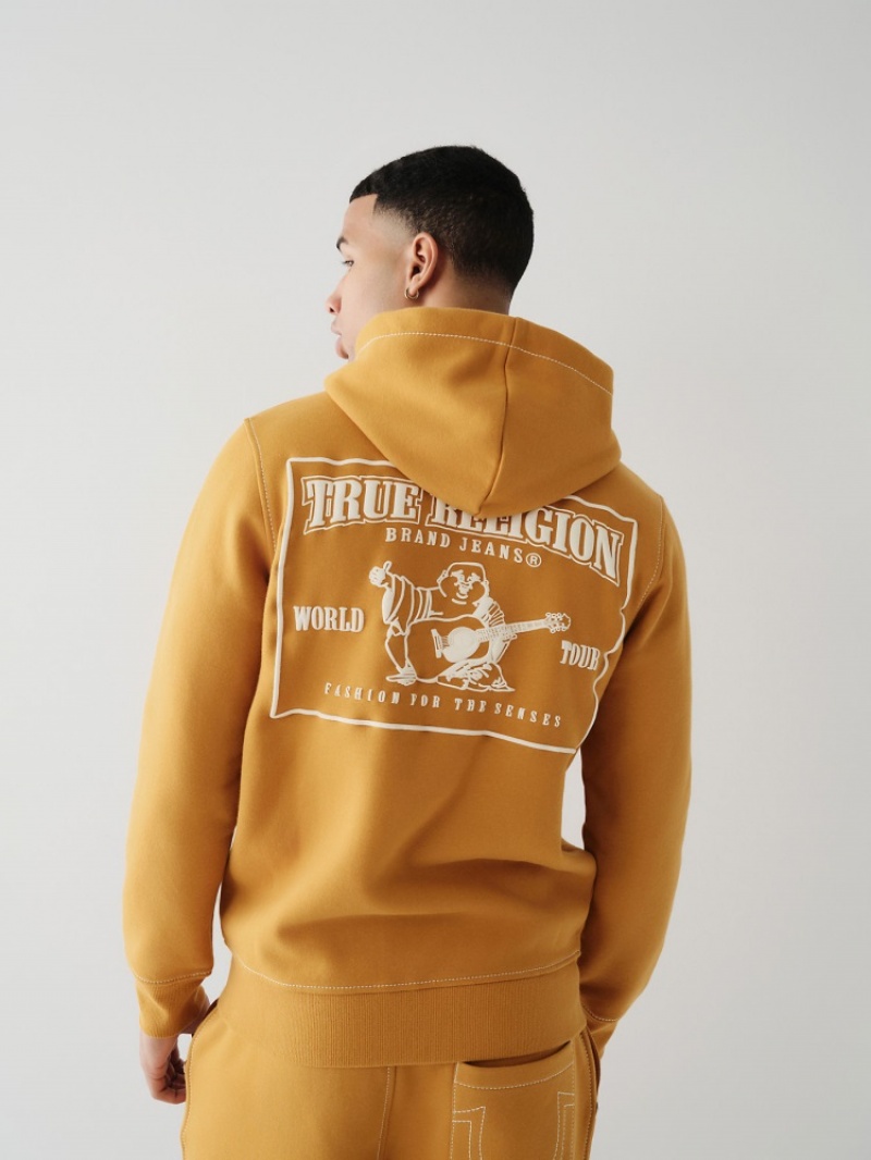 Sweat a Capuche True Religion Big T Zip Homme Noir Jaune | VQF-35272591