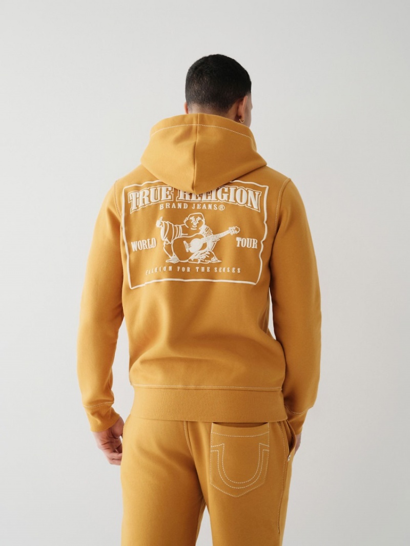 Sweat a Capuche True Religion Big T Zip Homme Noir Jaune | VQF-35272591