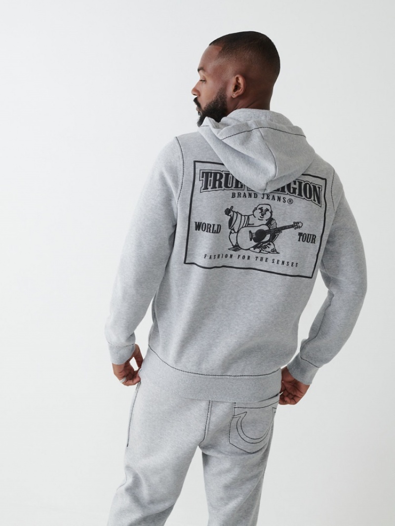 Sweat a Capuche True Religion Big T Zip Homme Kaki | DLF-10300028