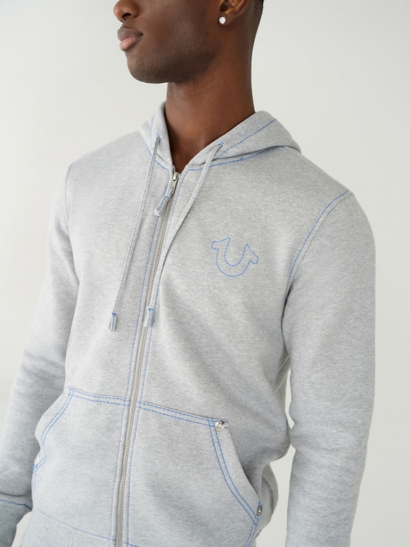 Sweat a Capuche True Religion Big T Zip Homme Beige | WMG-46807062